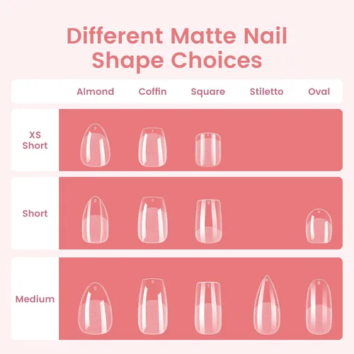 Vista 5 de Quaferen Puntas de Uñas de Almendra Medianas: 240pcs Puntas de Uñas Postizas Acrílicas Preformadas Forma de Almendra - 12 Tamaños Gel Suave