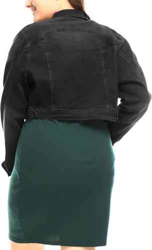 Vista 5 de uxcell Chaquetas de mezclilla cortas con botones de talla grande para mujer con costuras 2025