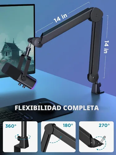Vista 6 de InnoGear Brazo de Micrófono con Boom, Soporte de Micrófono con Canales de Gestión de Cables y Elevador de Altura para Blue Yeti FIFINE AM8 K669B