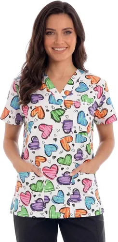 Vista 32 de Just Love - Tops de trabajo festivos para mujer Aqua - Luna y estrellas