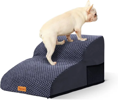 Vista 14 de 2-Step Dog Stairs for Small Dogs, Non-Slip Foam Pet Steps for Low Couch Bed Negro