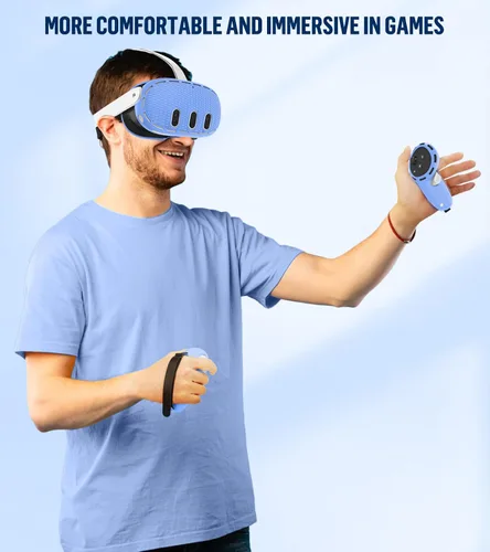 Vista 7 de Silicone Cover Set Compatible with OculusMeta Quest 3, Touch Controller Grips Cover, VR Shell Cover, Facial Interface Cover, Protective Lens Cover