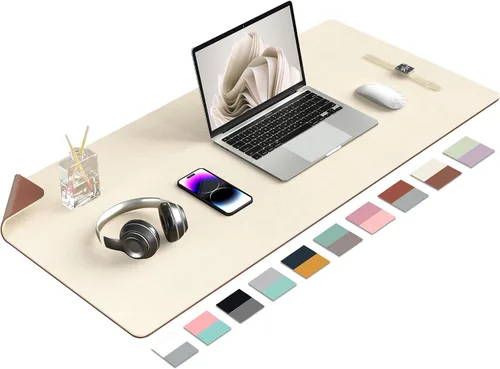 Vista 26 de Tapete de escritorio grande protector – Alfombrilla multifuncional de doble cara para escritorio de oficina, alfombrilla de ratón suave de Azul lago