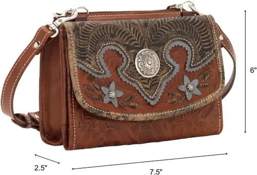 Vista 2 de American West Bolsa cruzada con solapa de hombro de dos pasos de Texas