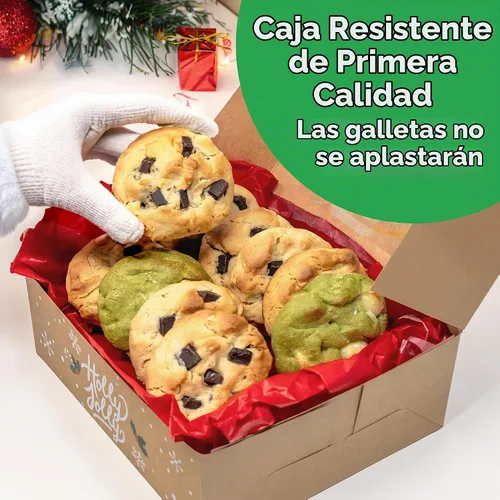 Vista 4 de Cajas de galletas navideñas para regalar, 12 latas de galletas navideñas de papel kraft con tapas, cajas resistentes de Navidad, latas de Navidad