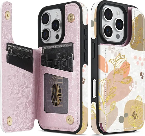 Vista 38 de NNH Funda tipo cartera compatible con iPhone Xs Max con bloqueo RFID, ranuras para tarjetas, folio de piel sintética, función atril, doble cierre
