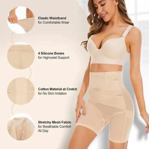 Vista 4 de SIMIYA Faja moldeadora para mujer, con control de abdomen, pantalones cortos moldeadores para levantamiento de glúteos, faja moldeadora de cintura