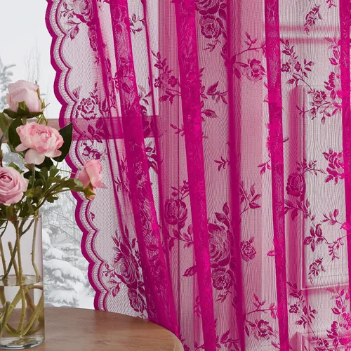 Vista 13 de Cortinas de encaje beige, juego de 2 paneles de cortinas traslúcidas con bolsillo para cortinero, decoración de ventana pequeña, baño, sótano