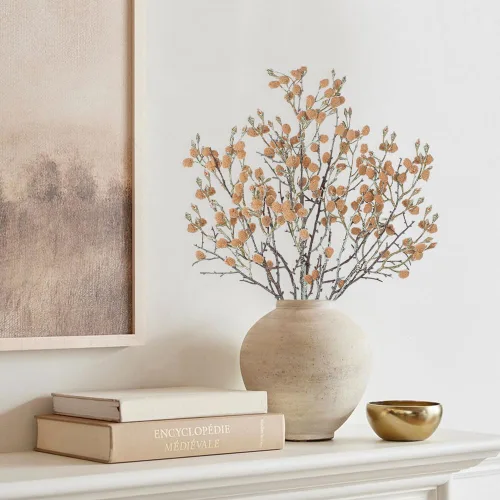 Vista 3 de GnFlus 3 piezas de ramas artificiales de algodón falsas para decoración de primavera y otoño en interiores estilo boho, flores artificiales de tallo