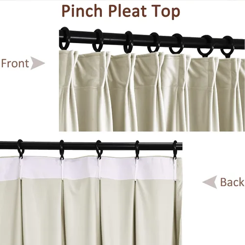 Vista 2 de Fcosie Cortinas plisadas para oscurecer la habitación, cortinas de terciopelo extralargas de 10 a 24 pies de largo, para techos altos, cortinas