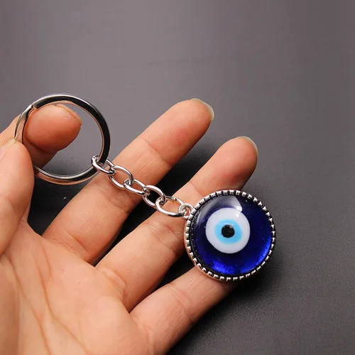 Vista 4 de Yosoo Health Gear - Llaveros contra el mal de ojo, 2 llaveros de mal de ojo, amuleto de esmalte de color aleación, llavero de cristal colgante azul
