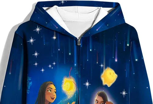 Vista 3 de Poterloy Sudadera con capucha Asha Princess para niñas, adecuada para otoño e invierno, talla 3-12 años