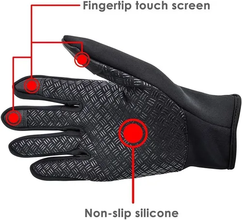 Vista 4 de Ytuomzi Guantes de invierno con pantalla táctil, guantes cálidos, guantes para clima frío, resistentes al viento, para ciclismo, conducción