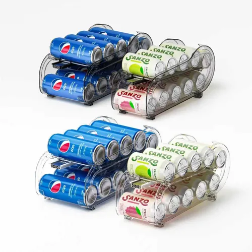 Vista 8 de Organizador de bebidas para refrigerador, dispensador organizador de latas de soda para refrigerador con rodado automático, organiza latas