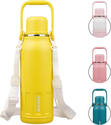 Vista 37 de BJPKPK - Botellas de agua termoaisladas de 27 onzas con tapa y asa de transporte, botellas de agua de acero inoxidable libres de BPA para la Verde