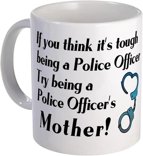 Vista 56 de CafePress Taza de café de cerámica de 11 oz (11.0 fl oz) de Police Mom