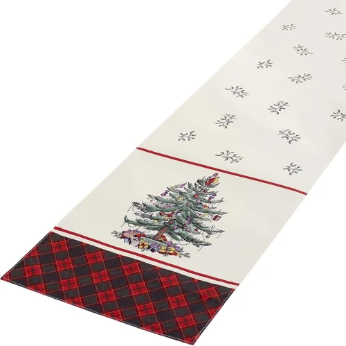 Vista 2 de Spode - Table Runner, Holiday Home Decor Christmas Tree Tartan, 14" x 90
