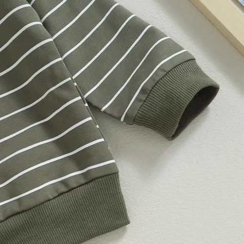 Vista 7 de VISGOGO Conjunto de 2 piezas de sudadera de manga larga con estampado de rayas para bebé niño
