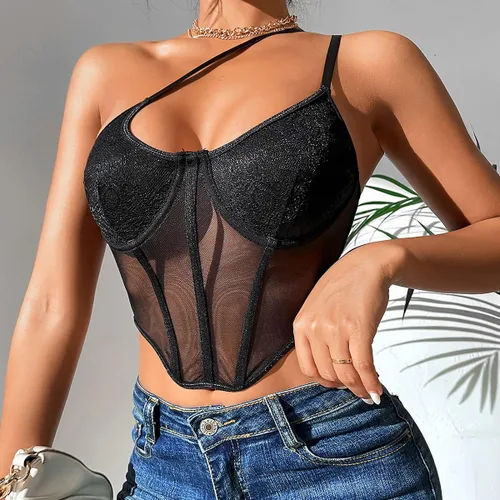 Vista 5 de Y2K - Camiseta sin mangas con cuello en V y tirantes delgados para mujer