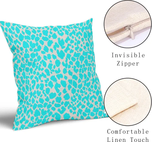 Vista 3 de Juego de 2 fundas de almohada de 16 x 16 pulgadas con estampado de leopardo, diseño de leopardo, con cremallera, decoración del hogar para sofá