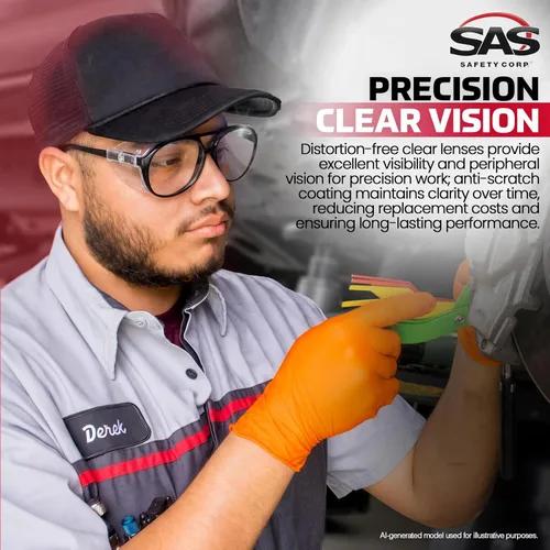 Vista 10 de SAS Safety Gafas de seguridad Lentes de policarbonato resistentes a impactos, lentes protectoras transparentes Protección UV ANSI Z87.1