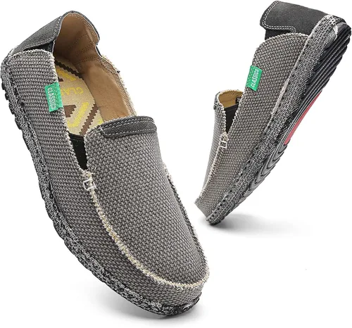 Vista 8 de Zapatos de lona sin cordones, antideslizantes, informales, planos, para exteriores, mocasines casuales para hombre de JAMONWU