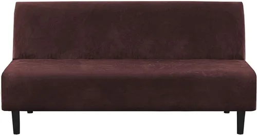 Vista 16 de IMYOGI Fundas de terciopelo para sofá sin brazos, fundas elásticas para sofá cama, fundas súper suaves, protector de muebles antideslizante con Negro
