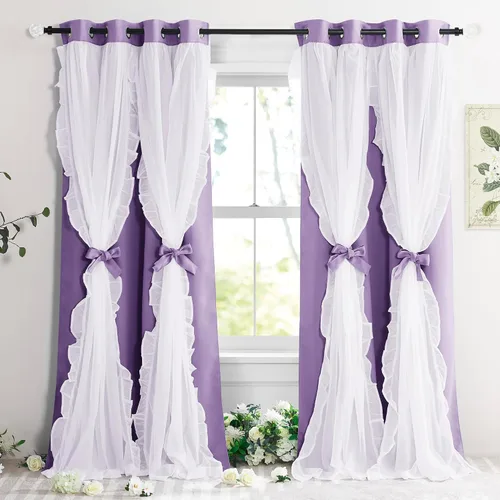 Vista 17 de PONY DANCE Cortinas 100% opacas color beige para dormitorio, 52 pulgadas de Beige - 100% Blackout