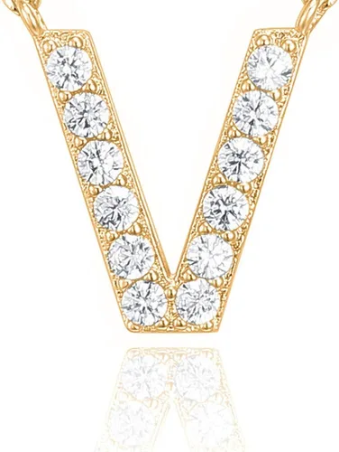 Vista 80 de PAVOI 14K White Gold Plated Cubic Zirconia Initial Necklace Letter Dainty Necklaces for Women