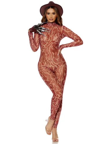 Vista 2 de Disfraz de Mono de Pesadilla Freddy para Mujer con Guante Multicolor