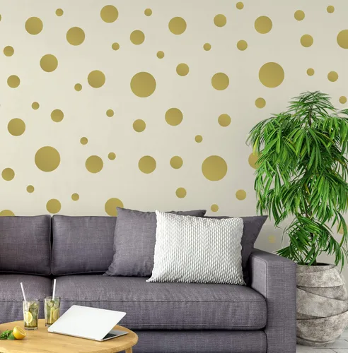 Vista 9 de Calcomanías de pared de lunares negros, calcomanías de decoración de pared para habitación de niñas, puntos de pared, círculo de vinilo