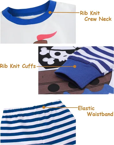 Vista 5 de A&J DESIGN Conjuntos de pijama de 2 piezas 100% algodón para niños pequeños y niños