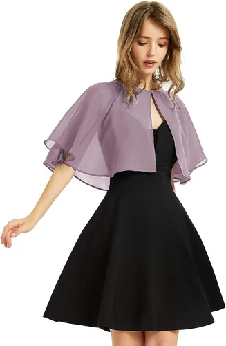 Vista 9 de Chal de gasa suave para mujer, envolturas, chal corto para vestido de noche, boda, capa, bolero, cubierta estilo flapper Negro