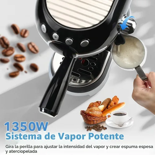 Vista 6 de HBN Máquina Compacta de Espresso de 20 Bar con Espumador de Leche, Tanque de Agua Extraíble de 27oz para Espacios Pequeños, Cafetera Casera