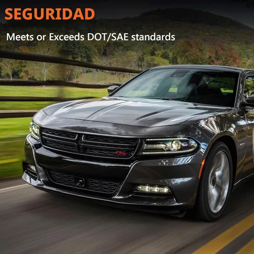 Vista 3 de FIONE - Para Dodge Charger Ensamble de Faros 2015 2016 2017 2018 2019 2020 2021 Halógeno Modelo Con Faros LED DRL y Luces de Señal Giratoria