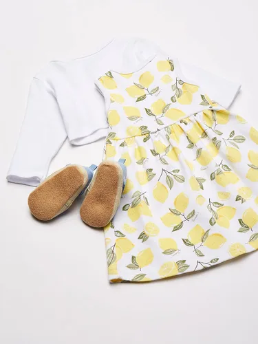 Vista 4 de Hudson Baby Baby Girls' Cotton Dress, Cardigan and Shoe Set