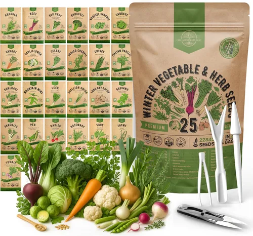 Vista 8 de Paquete de variedad de 25 semillas de vegetales y frutas de verano - más de 1,870 semillas autóctonas sin OMG para jardinería en interiores
