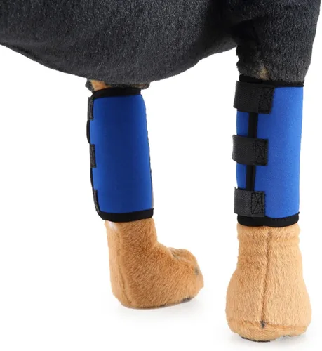 Vista 3 de 2 mangas reflectantes de forro polar para perro, coderas para piernas para recuperación de tobillo, mangas de recuperación de pierna delantera
