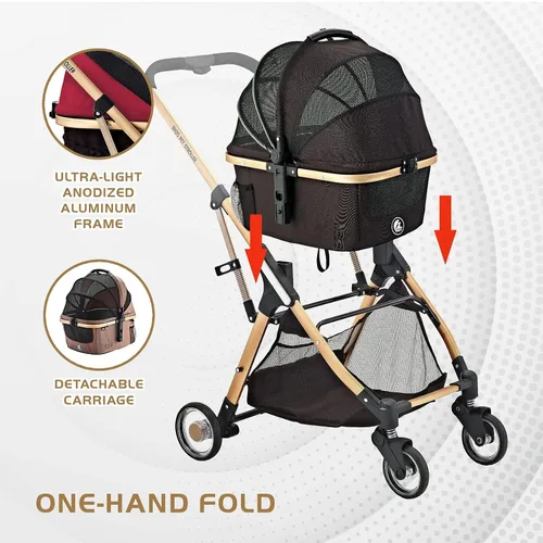 Vista 3 de Pista - Cochecito 3 en 1 superligero, carrier, asiento de coche para mascotas