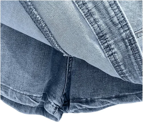 Vista 4 de XUNRYAN Pantalones cortos de mezclilla desgastados de cintura alta para mujer, minifaldas sexy 2 en 1, falda pantalón corto para playa y vacaciones