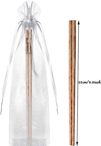 Vista 2 de 10 palillos de madera personalizados con bolsas de organza, palillos de madera grabados personalizados, boda, inauguración de la casa, aniversario