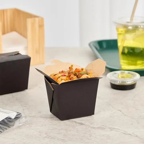 Vista 3 de Restaurantware Cajas chinas para llevar, paquete de 25 cajas de 8 onzas, resistentes a la grasa, contenedores de comida para llevar, desechables
