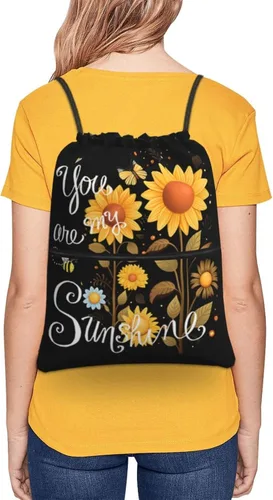 Vista 5 de Gocerktr You are My Sunshine Sunflower Bolsa impermeable con cordón para gimnasio, mochila deportiva para hombres y mujeres, You Are My Sunshine