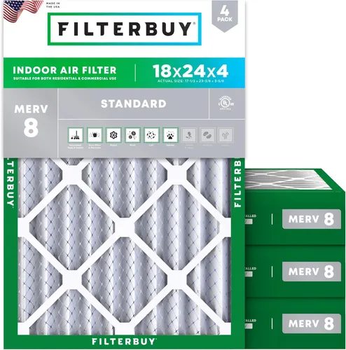 Vista 68 de Filterbuy - Filtros de aire de repuesto MERV 8, protección contra el polvo, plisados, para caldera y sistema HVAC, 20 x 25 x 1 pulgadas, paquete