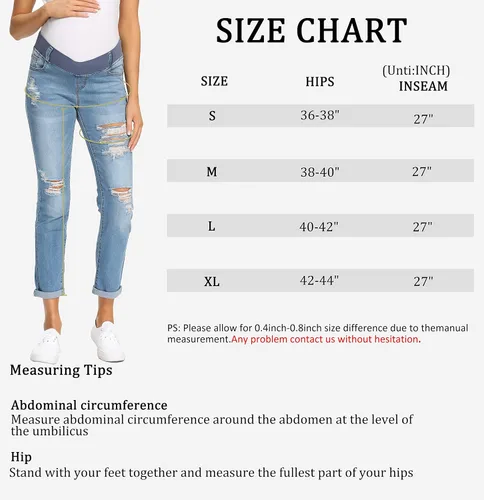 Vista 5 de Foucome Jeans de maternidad para mujer, jeans rasgados elásticos con bolsillos