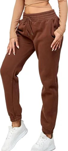 Vista 6 de IUUI Pantalones deportivos de cintura alta para mujer, con bolsillos, de algodón, holgados, atléticos