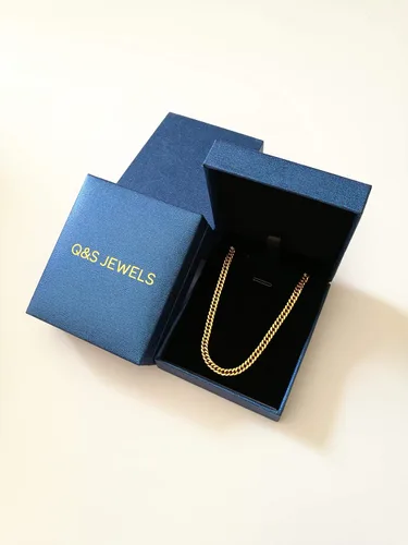 Vista 6 de Q&S Jewels Cadena de eslabones cubanos Miami de 0.177 in, chapada en oro de 18 quilates, cadena de acero inoxidable para hombres y mujeres, joyería