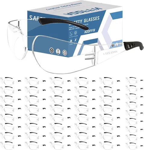 Vista 9 de Gafas de seguridad transparentes a granel de 100, lentes resistentes a impactos ANSI Z87.1, protección ocular para laboratorio, construcción