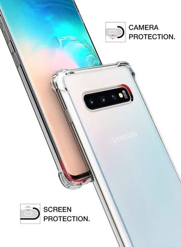 Vista 4 de KIOMY Funda transparente para Samsung Galaxy S10+ / S10 Plus, esquinas de bolsa de aire, a prueba de golpes, funda protectora para teléfono, diseño