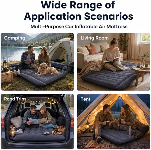Vista 7 de Cama inflable para colchón de aire SUV, cama de campamento de viaje de doble cara (gris)